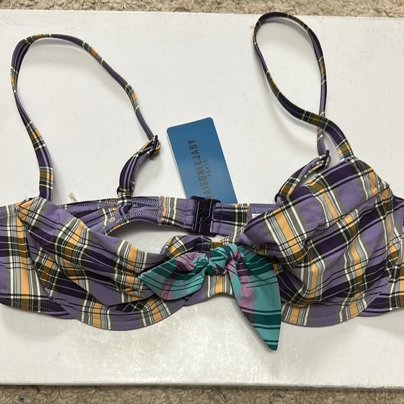 Purple and Yellow Underwire Bra with Adjustable Straps